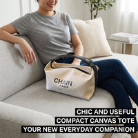 Large Capacity Cosmetic Bag for Women, Canvas Letter Print Makeup Organizer Travel Toiletry, Unisex Skincare