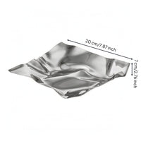 Square Tray with Wavy Surface Sculptural Stainless Steel Tray Modern Metal Fruit Bowl for Dining Table
