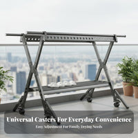 Strong Load-Bearing Foldable Clothes Drying Rack Sturdy and Long-Lasting Collapsible Laundry Airer Rust-Resistant Portable Clothes Horse Large Capacity for Apartment Dwellers, Families, Homeowners, Balcony, Indoor, Outdoor, Bedroom