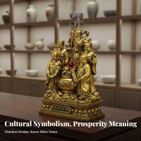 Five Gods of Wealth Statue Detailed Craftsmanship Chinese Deity of Prosperity Figurine Intricate Carving Prosperity Deity Treasure Basin Sculpture