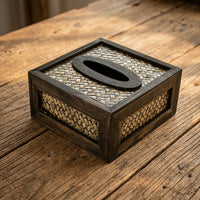 Tissue Box for Home Office and Car Tissues, Rectangular Rattan Tissue Holder, Handmade Woven Facial Dispenser, Creative Retro Decorative Style