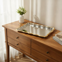 Metal Serving Tray Serving Tray with Handles Openwork for Sideboard