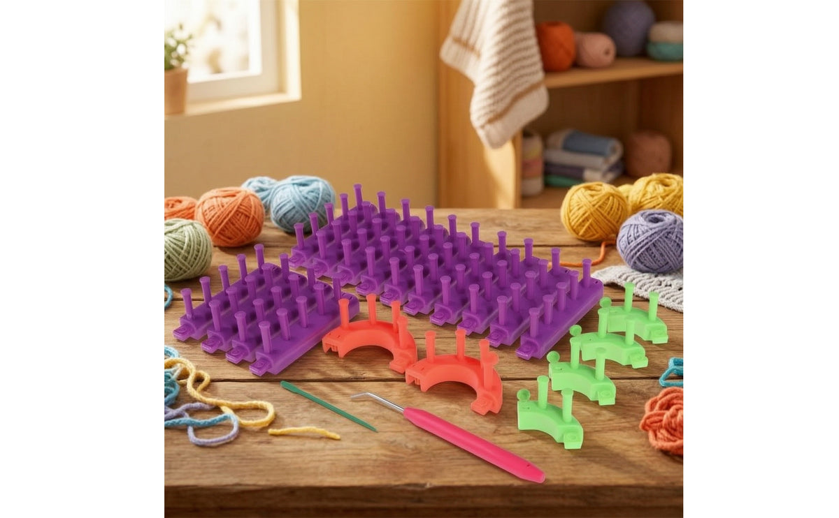 Knitting Loom Kit Reconfigurable Modular Knitting Loom Adjustable Frame for Crafters, Beginners, Home Crafting, Classrooms