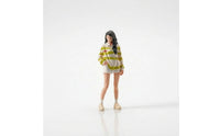 1/64 Striped long-sleeved girl Tiny Standing Figurine Decorative Toy for Hobbyists, Diorama