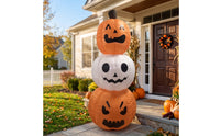 Lighted Stacked Pumpkin Inflatable Tall Inflatable Pumpkin with LED Lights Bright Outdoor Decoration Sturdy for Yard, Lawn