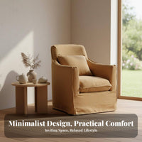 Wabi-Sabi Design Highrear Accent Chair Japanese design Upholstered Armchair Removable and creclineable Cover Single Sofa Minimalist Aesthetic for Guesthouse Owners, Homeowners, Book Lovers, perusing corner, Bedroom, Home Office