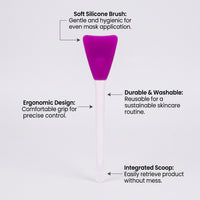 Double Ended Silicone Brush with spoon, Beauty Professionals Tool for Clay and Mud Application, Short Handle Design