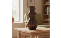 Wood Vase Geometric Wooden Vase Abstract Vessel for Shelf