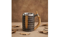Metal-Lined Tree Branch Mug Textured Branch Handle Mug Wood-Grain