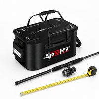 50cm Collapsible Bucket, EVA Folding Fishing Bucket with Shoulder Strap, Portable Water Bucket for Groundbait & Live Fish Transport