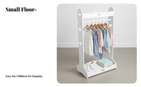 Freestanding Design children's Garment Rack Decorative House-Shaped Clothes Small Footprint Clothing Stand European and aesthetic for children, young children, Parents, Bedroom, Nursery, recreation area, Entryway