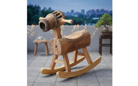 Horse Rocking Stool Angled Legs Wooden Rocking Horse Stool Rustic Texture Wooden Ride Plaything for Children