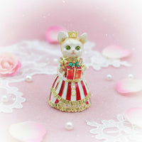 Hand-Painted Details Bejeweled Creature Box Enameled Jewelry Box Hinged Cat Figurine for Collectors