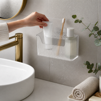 Wall-Mounted Bathroom Mirror Cabinet Organizer with Drainage Holes, No-Drill Installation