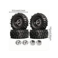 4 Pieces RC Crawler Wheel and Tire Assembly Dark Wheel and Tire Set with Beadlock Rim High Traction Tires for Trail Building