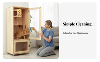 Sturdy Construction Multi-Level Feline Cabinet Spacious Interior Multi-Level Feline Enclosure Easy to Clean Pet Furniture Clear View Doors for Indoors, Indoor, Living Room, Bedroom