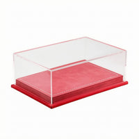Transparent Clear Model Car Display Case Leather-Like Finish Car Model Display Case Stitched Slimline