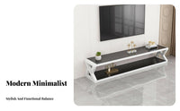 2 Pieces Tempered Glass Top Extendable TV Console with Coffee Table Modern design Lowsilhouette TV Cabinet Integrated Storage Drawers Living Room Furniture Rounded Corners for Apartment Dwellers, Families, Homeowners, Small Apartments, Bedroom