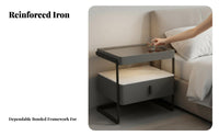 Nightstand with Drawers Modern Design Tiered Nightstand with Drawer Easy to Clean Bedside Table for Apartment Dwellers, Students, Guest Room, Entryway