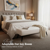 Padded End-of-Bed Bench Modern Design Long Padded Bench Versatile Placement Long-Lasting Construction for Guests, Entryway