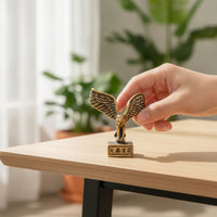 Brass Avian Sculpture Figurine Antique-Style Eagle Figurine with Rectangular Base Small for Collectors, Tea Lovers, Office Desk, Bookshelf