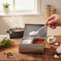 Stainless Steel Condiment Box With Lid Stainless Steel Condiment Station Rectangular Seasoning Holder Rust-Resistant