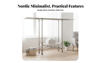 Foldable Clothes Dehumidifying Rack Windproof Rolling Clothes Dehumidifying Stand Foldable Design Double Rod Laundry Rack for Balcony, Outdoor