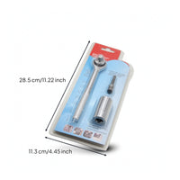 3 Pieces Chrome-Finished Socket Wrench Kit with Extension Textured-Grip Socket Wrench Set with Adapter Ergonomic Tool Versatile for Homeowners