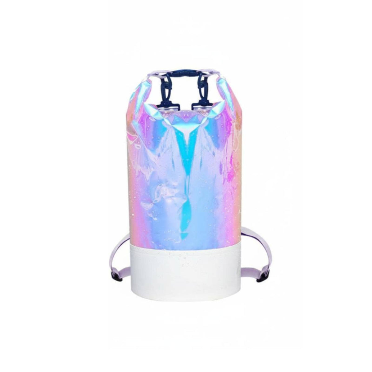 Iridescent Waterproof Bucket Bag PVC Material Holographic Dry Bag Multi-Functional Fold-down Top Waterproof Sack for Boating, Swimming, Camping