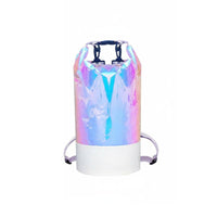 Iridescent Waterproof Bucket Bag PVC Material Holographic Dry Bag Multi-Functional Fold-down Top Waterproof Sack for Boating, Swimming, Camping