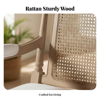 Rustic Elegance Rattan Panel Armchair Padded pad Woven Frame Seat Thick pads Sofa Upholstered for studio setting Managers, Interior Decorators, Living Room, Balcony, Sunroom, comfortable corner