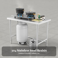 Easy to Clean Commercial Kitchen Prep Table High Load Capacity Heavy Duty Food Prep Station Stable Construction Stainless Steel Workbench Resistant for Restaurant Personnel, DIY Enthusiasts, Cafeteria, Workshop, Laundry Room, Outdoor