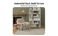 Multi-Layer Metal Bookshelf Minimalist Design Multi-Tier Standing Shelf Sturdy and Floor Standing Storage Rack for Study Room, Office, Bedroom