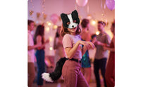 Faux Synthetic Hair Canine Mask and Tail Set Faux Synthetic Hair Canine Mask with Tail Furry Animal Costume Soft for Cosplayers, Halloween, Stage Performances