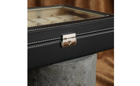 24 Compartment Watch Box Clean-Keeping-Resistant Watch Display Case with Glass Top Removable Pillows Water-Resistant for Men