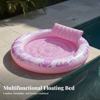 Foldable Round Inflatable Tanning Pool Portable Inflatable Tanning Pool Built-in Cup Holders for Couples, Tanners, Backyard, Beach, Vacation