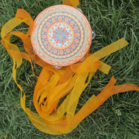 Streamer Frame Drum Tambourine Tassel Long Ribbons Dance Prop Traditional Percussion Instrument Decorative Design Suitable for Dance Recitals Belly Dance Folk Dance