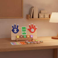 Arithmetic Board with Felt Hands Preschool Counting Board with Beads Wooden Math Toy Screennon-Digital Game Fine Motor