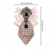 British Design Houndstooth Bow Tie Brooch 2-in-1 Design Pre-Tied Bow Brooch Versatile Textile Bowknot Pin Handmade for Business