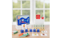 Letter Matching Game Hands-on Spelling Toy with Storage Tin Alphabet Blocks with Tin Portable Letter Cubes Game Compact
