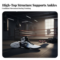 High Pugilistic Shoes Ankle Support Muay Thai Training Boots Anti-Slip Sole Fighting Shoes for Wrestlers, Beginners, Fighting Sports, Fitness, Gym