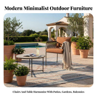 Weather-withstandant Woven Armchair and Table Set Comfortable Woven Armchair Set Handwoven Design Outdoor Furniture Sturdy Frame for Homeowners, Families, Adults, Balcony, Courtyard, rearyard, waterfront