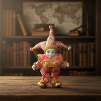 Rose Jester Doll Decorative Fortunate Clown Doll Gold Trim for Collectors