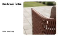 Weather-Resistant Woven Rope Sofa Set Handwoven Design Woven Rope Sofa Group Waterproof Cushions Outdoor Furniture Sturdy Frame for Hotel Operators, Business Owners, Garden, Terrace, Balcony, Backyard