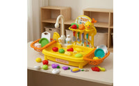 Standing Faucet Running Water Sink Toy Duck Themed Toy Kitchen Sink Detachable Legs Dishwashing Set Yellow