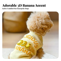 Soft Knit Material Banana Dog Sweater Ribbed Hem Pullover Dog Sweater Stretchable for Small Dogs, Young Dogs, Cold Weather, Daily Wear