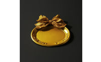 Oval Photo Frame with Bow Gold Decorative Frame with Scroll Relief Ornaments Ornate Vintage-Style for Photographers