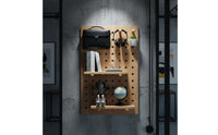 Multi-Functional Wall Mounted Pegboard Shelf Solid Wood Pegboard Wall Organizer Easy Installation Household Storage Modern Design for Entryway, Living Room, Bedroom, Office