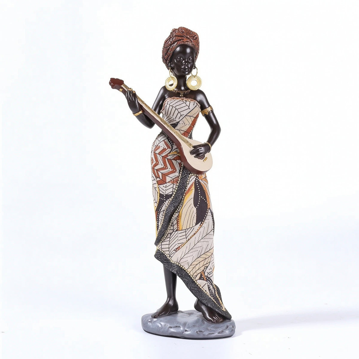 Ethnic-Inspired African Woman Figurine Decorative Black Woman Statue Patterned African Women Figurine Modern for Art Collectors, Entryway, Tabletop