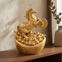Rearing Horse Figurine Compact Size Medallion Horse Statue Feng Shui Home Decor Item for Cabinet